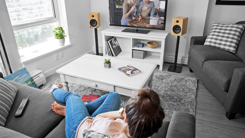 Support sur pied pour haut-parleur étagère Kanto SP32PL de 32 po de hauteur avec gestion des câbles