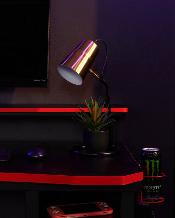 Lampe de travail et de bureau Stella de 16,14 po noire et dorée