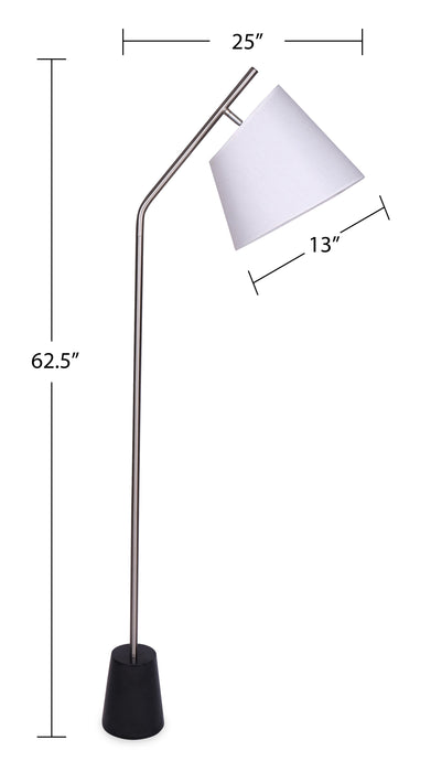 Ensemble 3 lampes Storm acier brossé avec base en marbre noir, 2 lampes de table et 1 lampe à pied