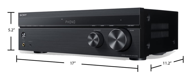 Récepteur stéréo Sony à 2 canaux avec entrée phono et Bluetooth - STRDH190