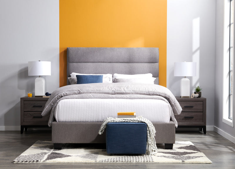 Ensemble d'édredon Stripes 3 pièces pour lit double ou grand lit - gris