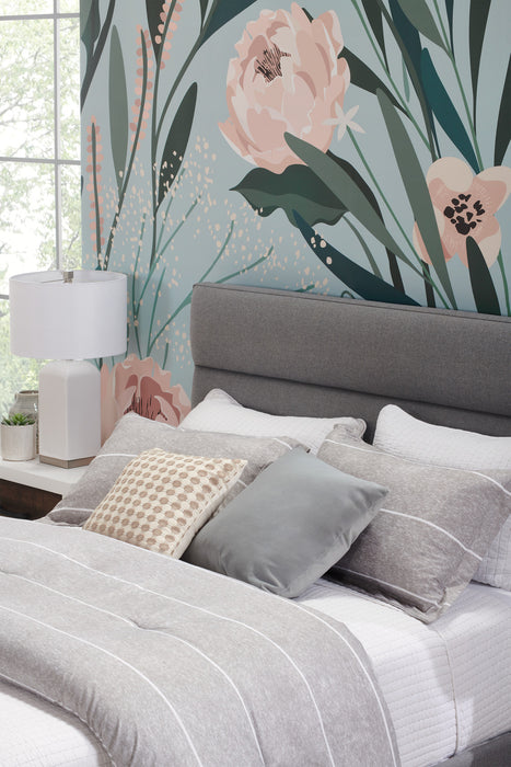 Ensemble d'édredon Stripes 3 pièces pour lit double ou grand lit - gris