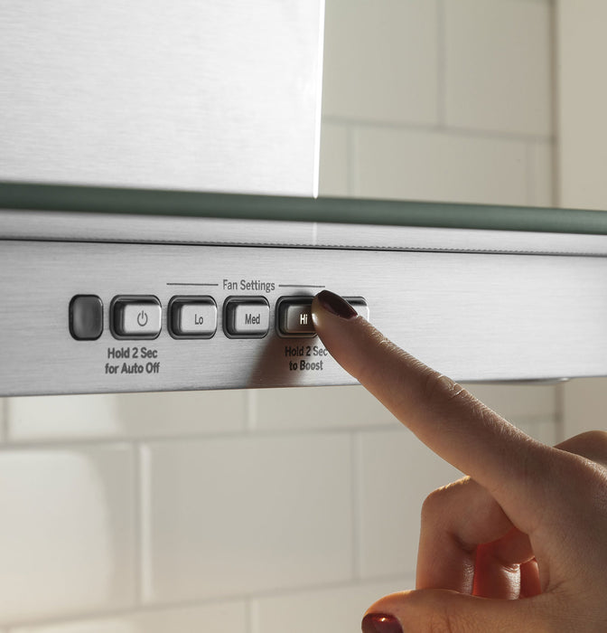 Hotte cheminée murale à pavillon en verre GE de 30 po - PVW7301SJSSC