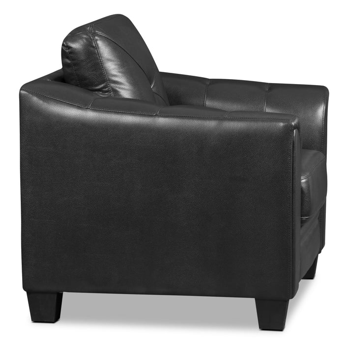 Sofa Andi de 40 po en tissu d’apparence cuir avec capitonnage - noir
