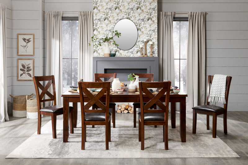 Ensemble de salle à manger Talia 7 pièces avec table, rallonge de 60 po à 78 po (L) et 6 chaises - brun