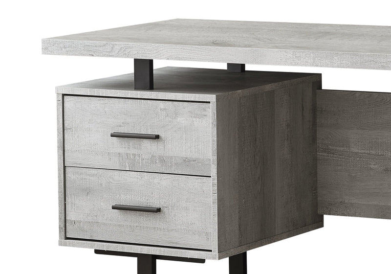 Bureau réversible Teagan de 60 po à 3 tiroirs - gris clair