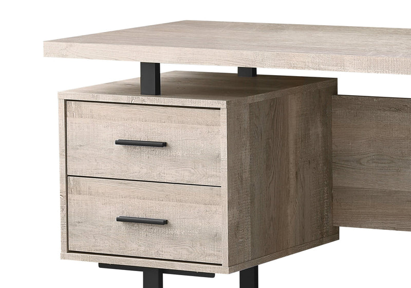 Bureau réversible Teagan de 60 po à 3 tiroirs - taupe