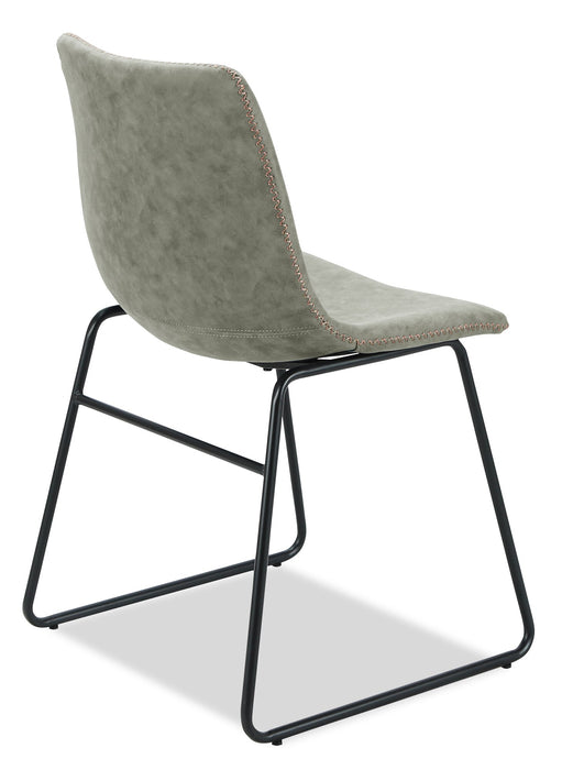 Chaise de salle à manger Tess en tissu d’apparence cuir et en métal - kaki