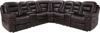  Sofa sectionnel inclinable Leo 7 pièces en tissu d’apparence cuir avec consoles de rangement et porte-gobelets - brun noyer