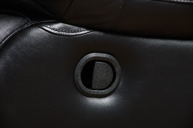 Causeuse inclinable Toreno de 64 po en cuir véritable - noire