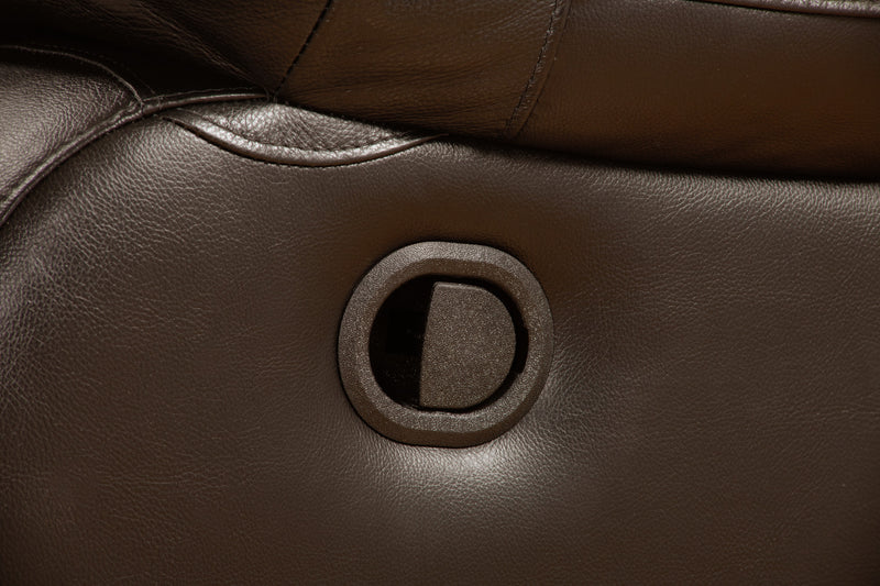 Causeuse inclinable Toreno de 64 po en cuir véritable - brune