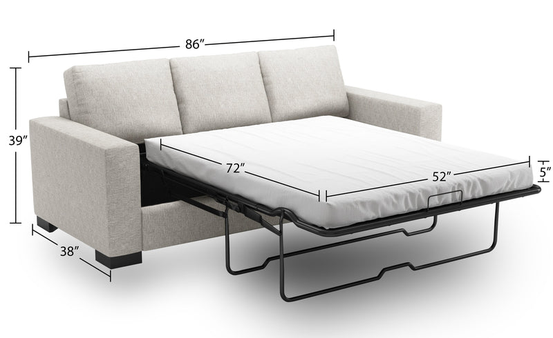 Sofa-lit personnalisable Track de Sofa Lab de 85 po fabriqué au Canada en tissu de chenille avec accoudoirs rectilignes - argenté Luxury Silver