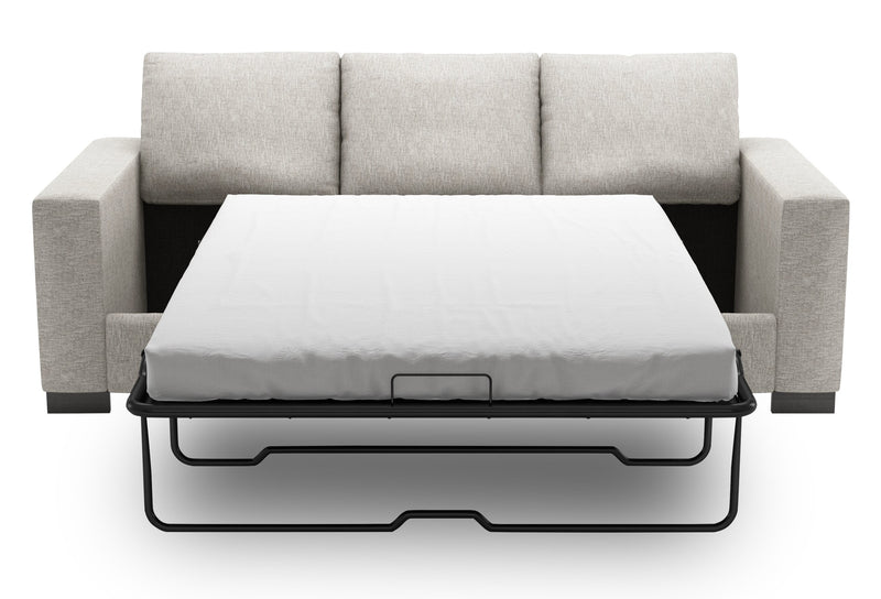 Sofa-lit personnalisable Track de Sofa Lab de 85 po fabriqué au Canada en tissu de chenille avec accoudoirs rectilignes - argenté Luxury Silver