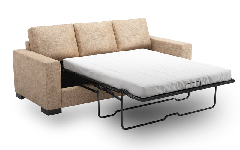 Sofa-lit personnalisable Track de Sofa Lab de 85 po fabriqué au Canada en tissu de chenille avec accoudoirs rectilignes - taupe Luxury Taupe