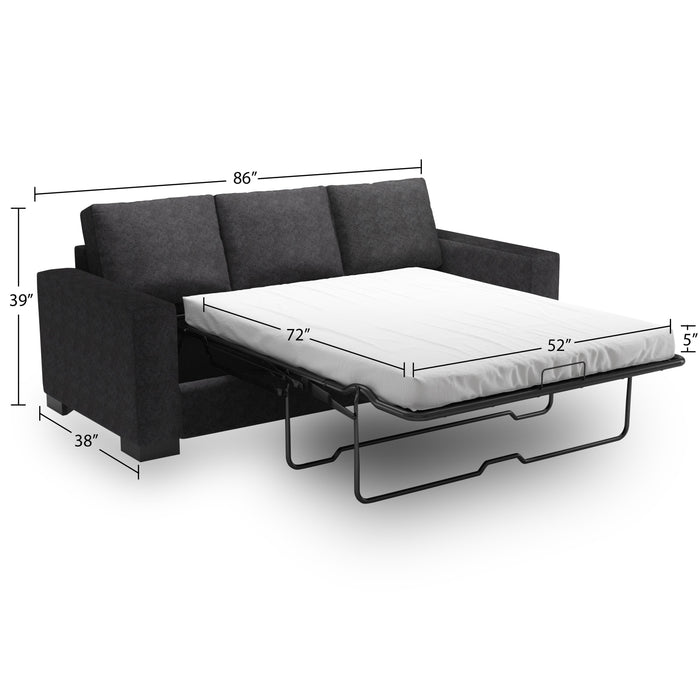 Sofa-lit personnalisable Track de Sofa Lab de 85 po fabriqué au Canada en tissu de chenille avec accoudoirs rectilignes - gris Luxury Charcoal