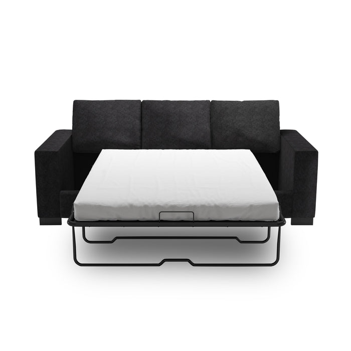 Sofa-lit personnalisable Track de Sofa Lab de 85 po fabriqué au Canada en tissu de chenille avec accoudoirs rectilignes - gris Luxury Charcoal