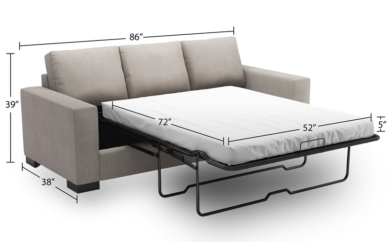 Sofa-lit personnalisable Track de Sofa Lab de 85 po fabriqué au Canada en tissu d’apparence lin avec accoudoirs rectilignes - gris Pax Slate