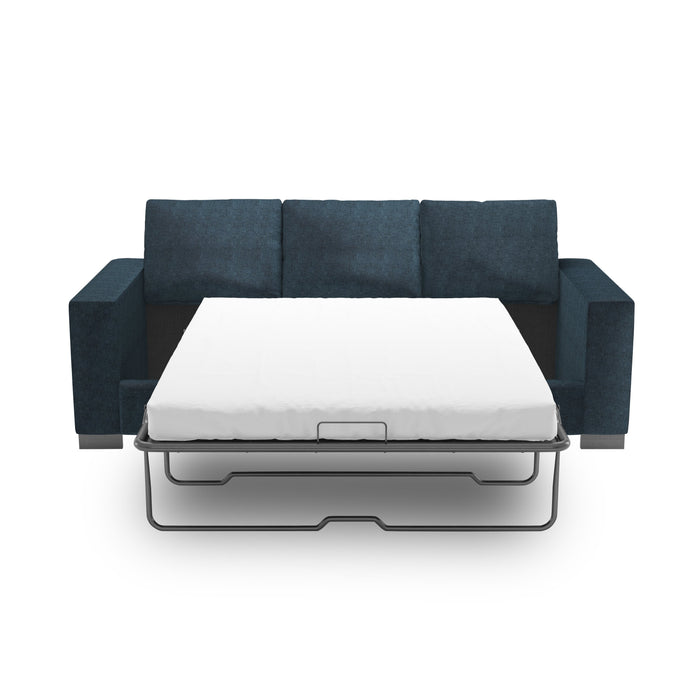 Sofa-lit personnalisable Track de Sofa Lab de 85 po fabriqué au Canada en tissu de chenille avec accoudoirs rectilignes - bleu Luxury Indigo