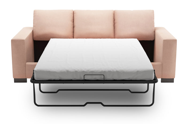 Sofa-lit personnalisable Track de Sofa Lab de 85 po fabriqué au Canada en tissu d’apparence lin avec accoudoirs rectilignes - rose Pax Rose