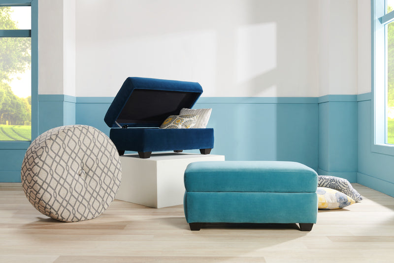 Pouf de rangement personnalisable The Trunk de Sofa Lab de 39 po fabriqué au Canada en tissu de velours - bleu Royal Blue