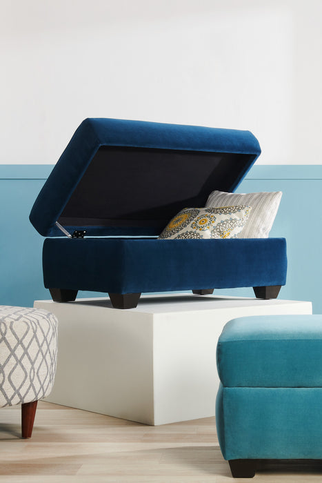 Pouf de rangement personnalisable The Trunk de Sofa Lab de 39 po fabriqué au Canada en tissu de velours - bleu Royal Blue