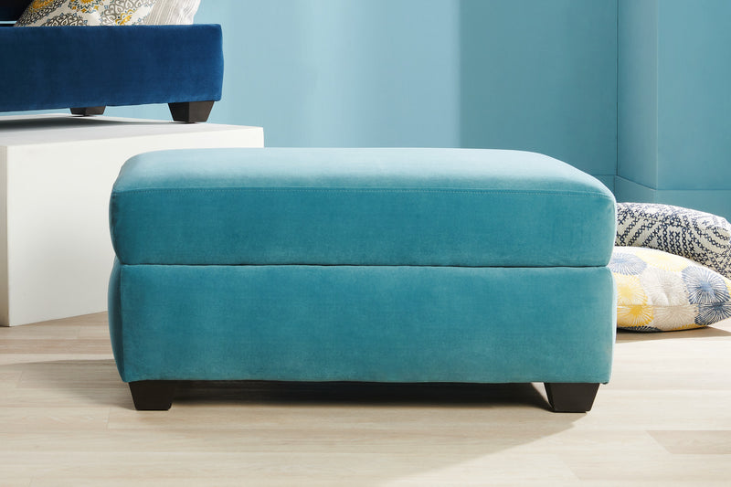 Pouf de rangement personnalisable The Trunk de Sofa Lab de 39 po fabriqué au Canada en tissu de velours - bleu Sea Blue