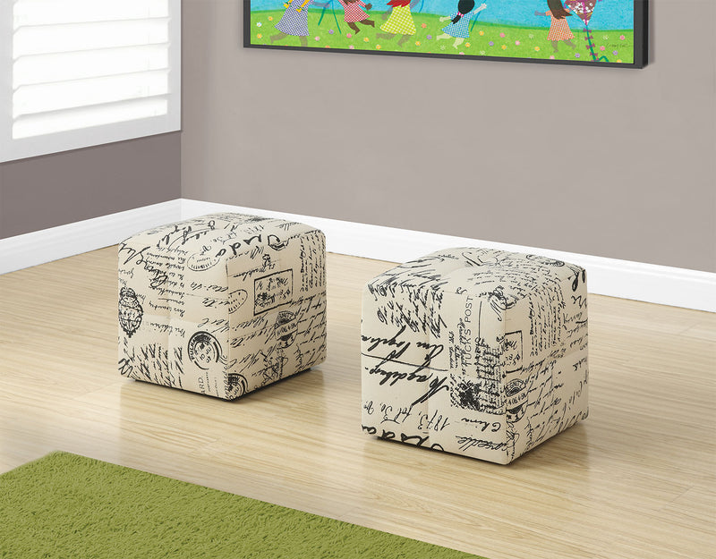 Ensemble 2 poufs Monarch pour enfants avec conception d'écritures rétro - taupe