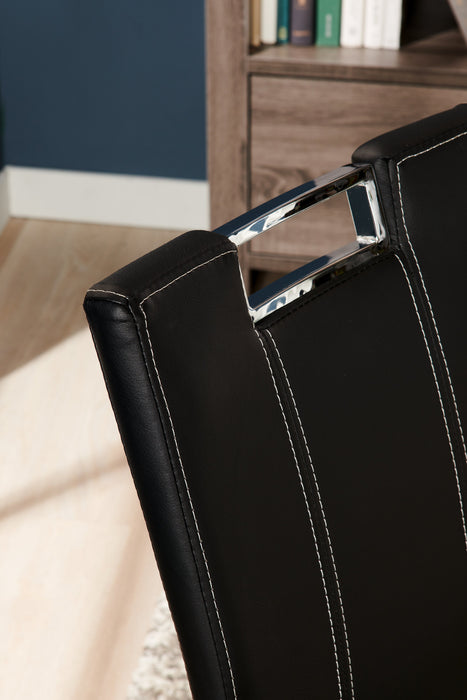 Chaise de salle à manger Tuxedo en tissu de cuir végétalien et en métal - noire