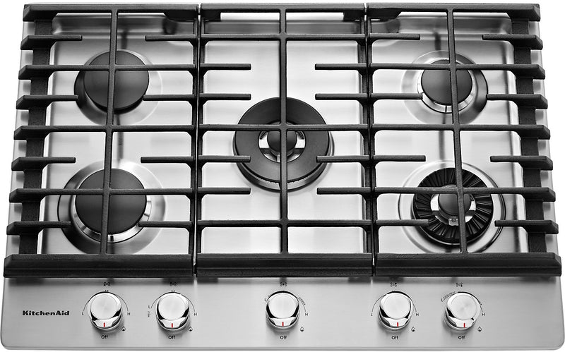 Surface de cuisson à gaz KitchenAid de 30 po à 5 éléments - acier inoxydable - KCGS950ESS