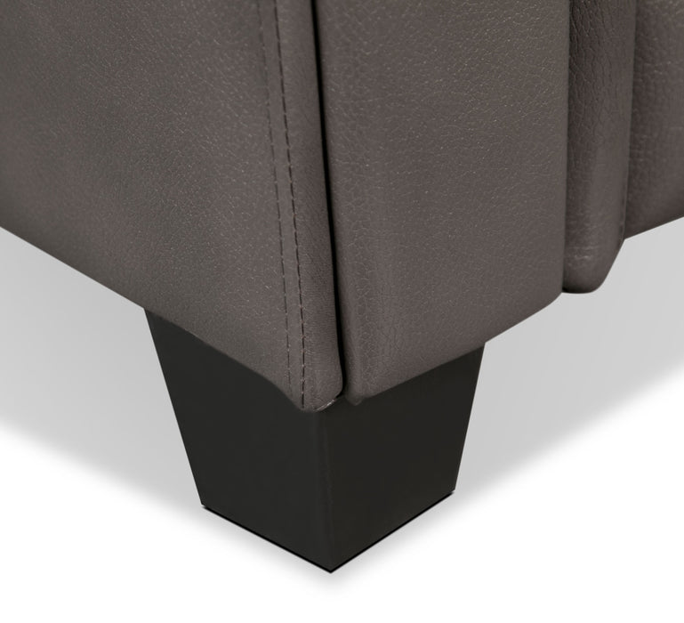 Causeuse Andi de 62 po en tissu d’apparence cuir avec capitonnage - grise