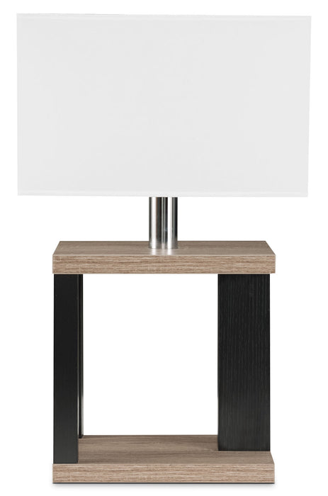 Lampe de table taupe foncé avec abat-jour blanc