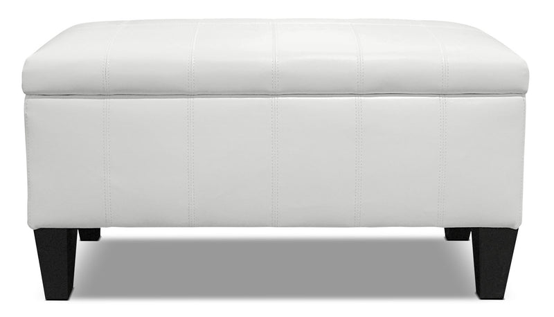 Pouf de rangement Jackson de 40 po - similicuir blanc