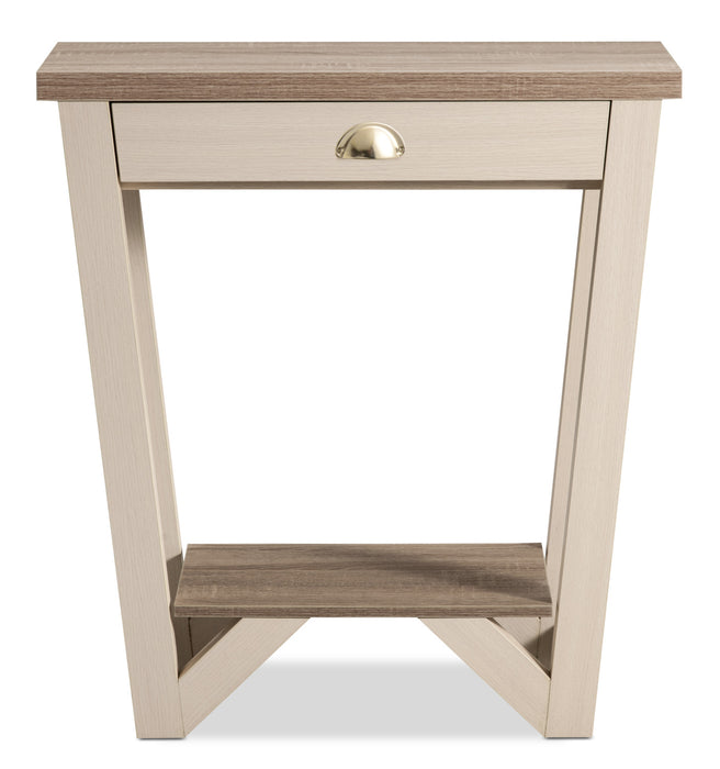 Table de bout moderne Arika de 31 po avec rangement et tablette - ivoire 