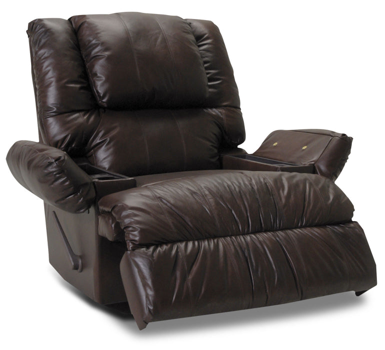 Fauteuil de massage inclinable 5598  en cuir véritable avec accoudoirs de rangement - chocolat