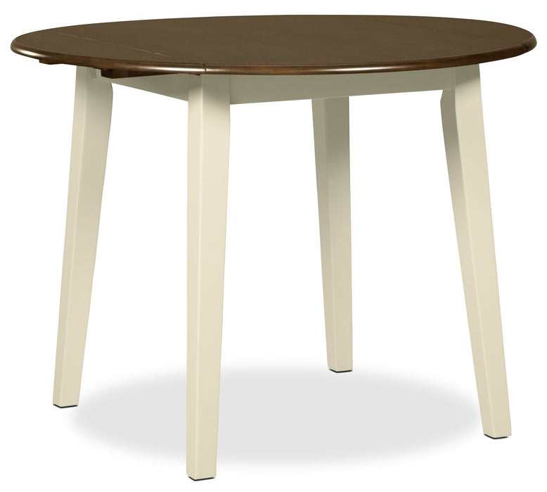 Ensemble de salle à manger Woodanville 3 pièces avec table ronde de 40,5 po (L) à abattant et 2 chaises - deux teintes, blanc et brun