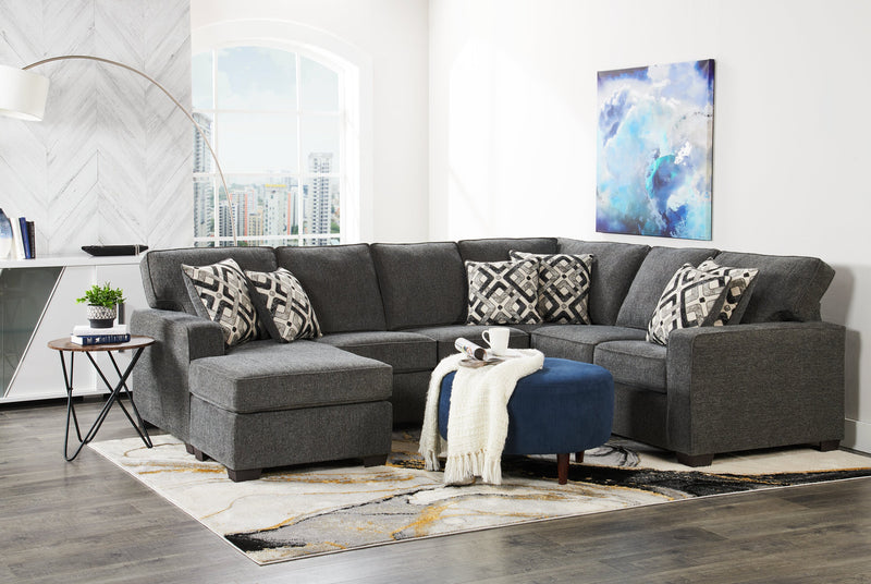 Sofa sectionnel de gauche Verona 2 pièces fabriqué au Canada en tissu d’apparence lin avec coussins amovibles - gris anthracite