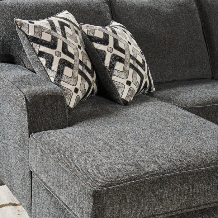 Sofa sectionnel de gauche Verona 2 pièces fabriqué au Canada en tissu d’apparence lin avec coussins amovibles - gris anthracite
