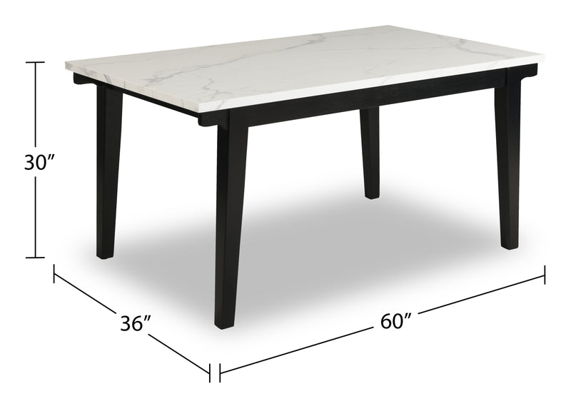 Table de salle à manger Verona de 60 po (L) avec dessus en marbre synthétique - blanche
