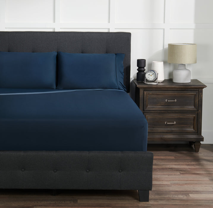 Ensemble de draps haute performance Ver-TexMD de BEDGEAR 4 pièces pour grand lit - bleu marine