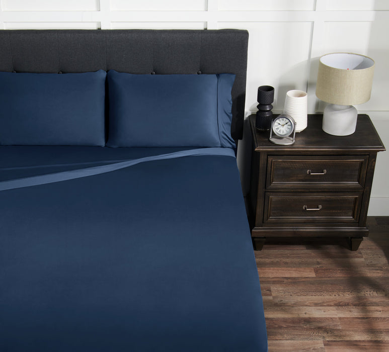 Ensemble de draps haute performance Ver-TexMD de BEDGEAR 4 pièces pour très grand lit - bleu marine 