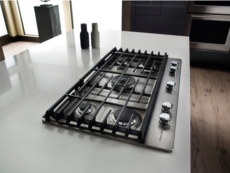 Surface de cuisson à gaz KitchenAid de 36 po à 5 éléments - acier inoxydable - KCGS956ESS