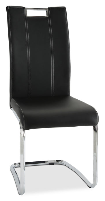 Chaise de salle à manger Tuxedo en tissu de cuir végétalien et en métal - noire