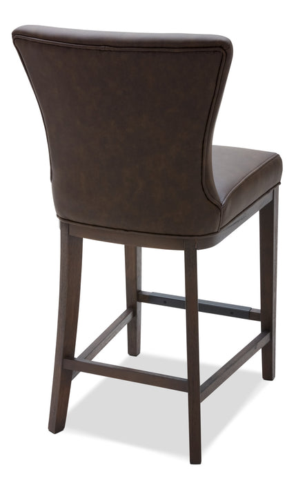 Tabouret 26 po Quinn de hauteur comptoir en tissu de cuir végétalien - brun