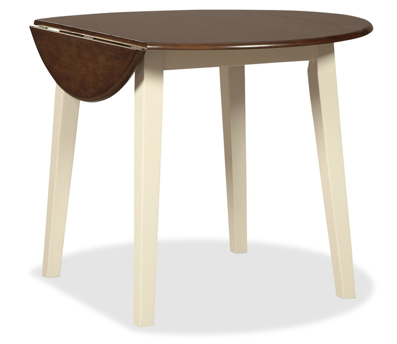 Table de salle à manger ronde Woodanville de 40,5 po à abattant - deux teintes, blanc et brun