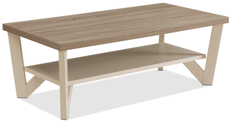 Ensemble 3 tables modernes Arika de 47,5 po (table à café et 2 tables de bout) avec tablette - ivoire 