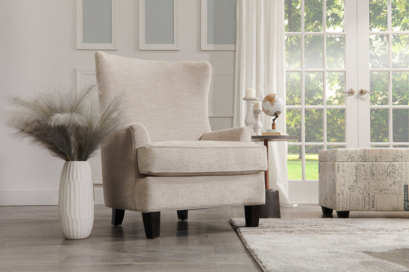 Fauteuil d’appoint à oreilles Sofa Lab personnalisable de 32 po fabriqué au Canada en tissu de chenille - beige Luxury Sand