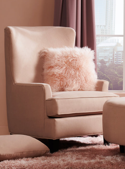 Fauteuil d’appoint à oreilles de Sofa Lab personnalisable de 32 po fabriqué au Canada en tissu d’apparence lin - rose Pax Rose