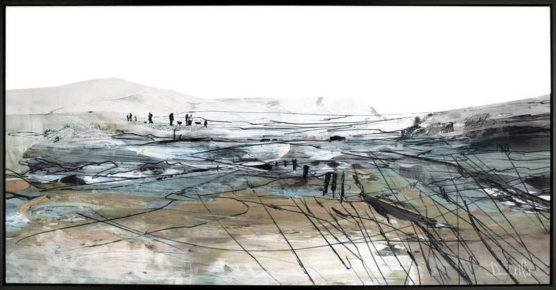 Promenade au lac à l’acrylique - 32 po x 62 po 