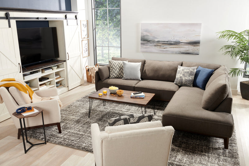 Table à café rustique Woodland de 23,4 po - fini chêne brun avec pattes en métal