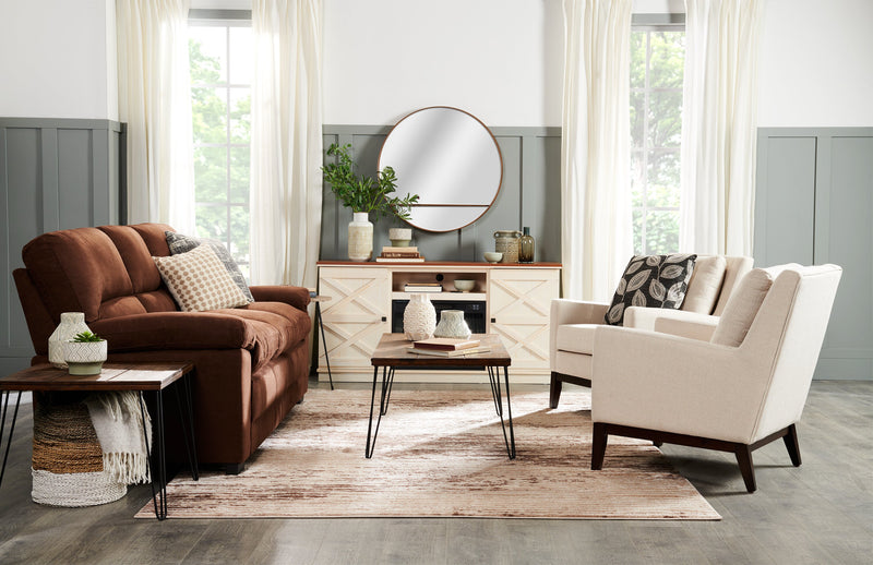 Table à café rustique Woodland de 23,4 po - fini chêne brun avec pattes en métal